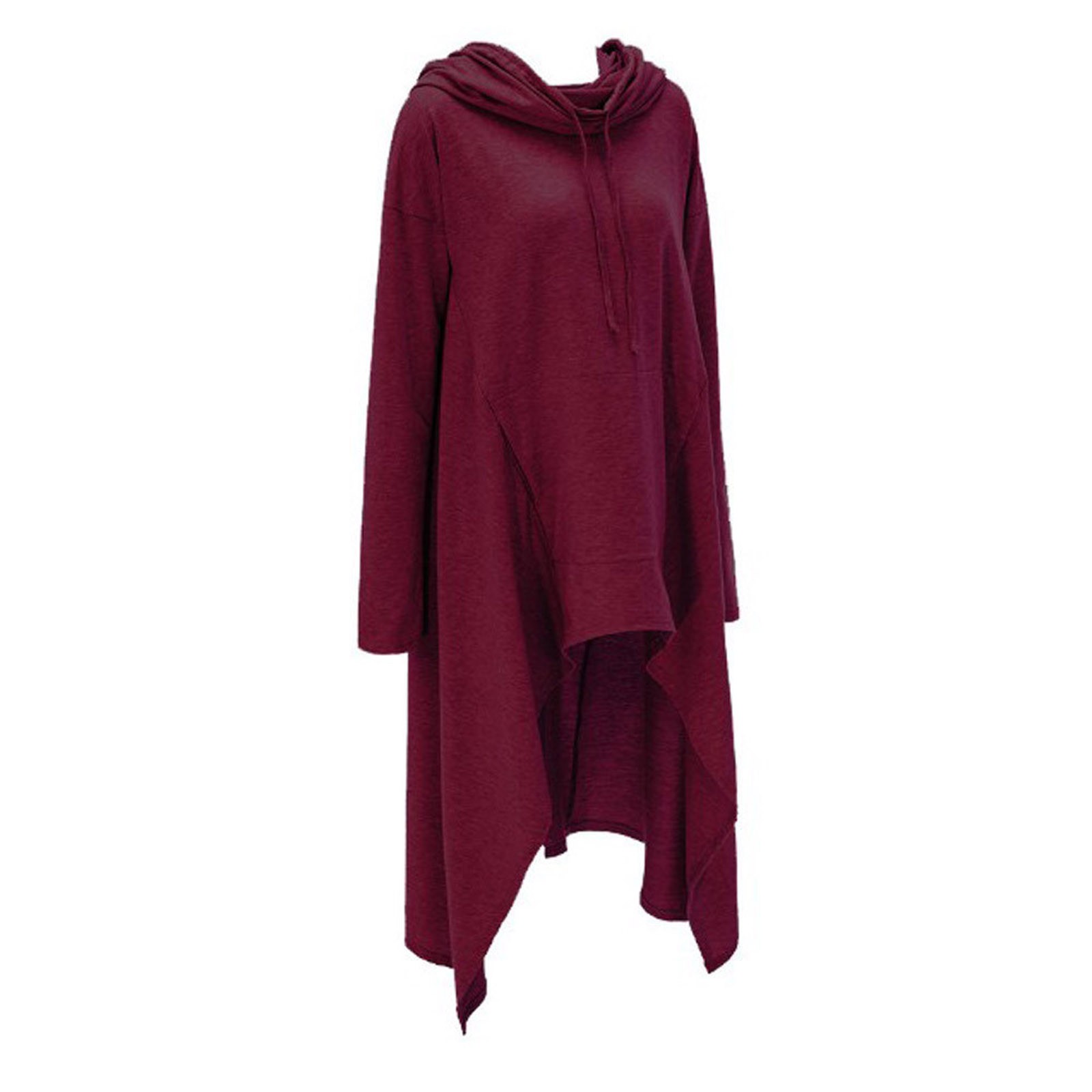 Plus Size 5XL Irregular Long Hoodies Women Sweatshirt Cloak Fashion Drawstring Pocket Oversize Hoodies Lady Hooded Pullover Coat