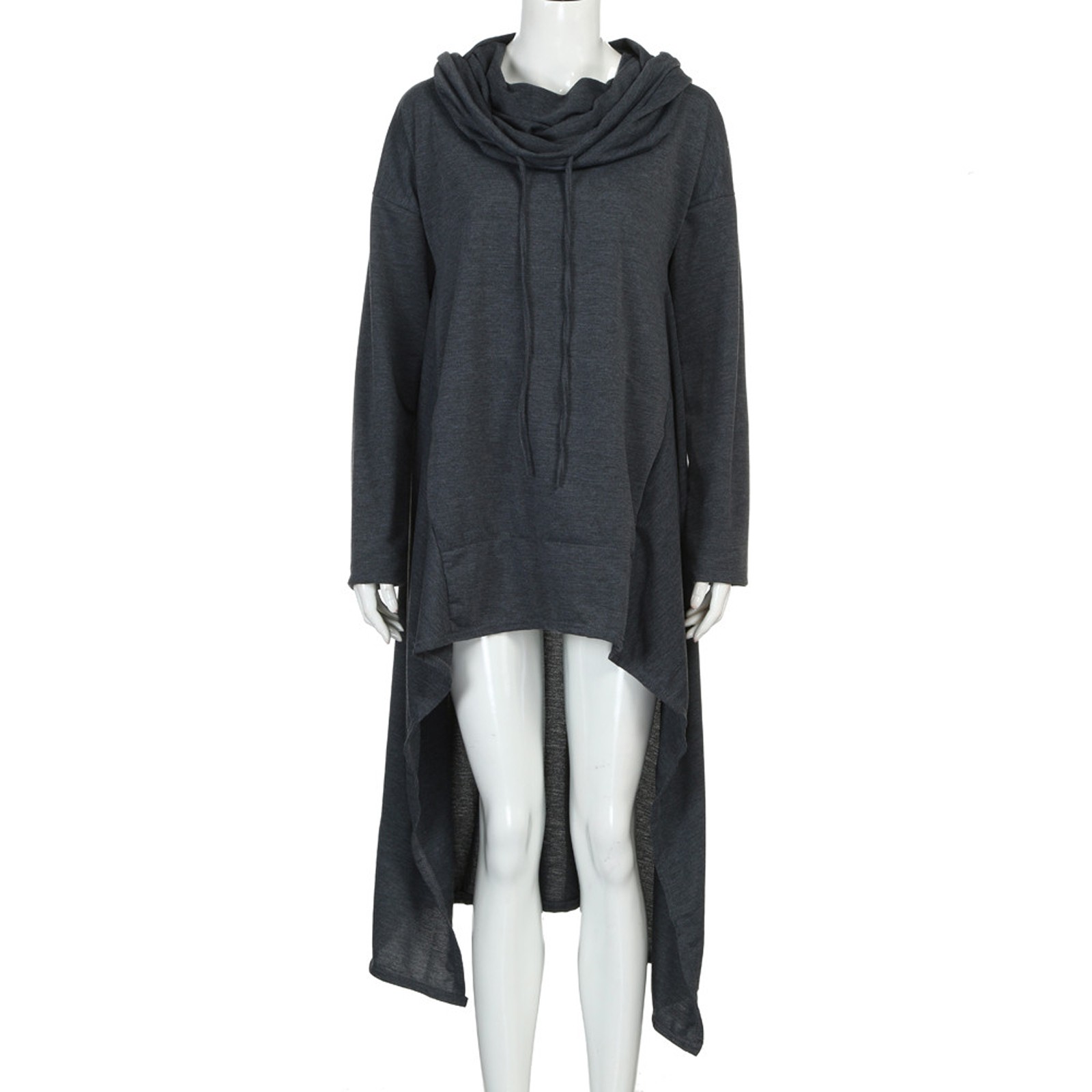 Plus Size 5XL Irregular Long Hoodies Women Sweatshirt Cloak Fashion Drawstring Pocket Oversize Hoodies Lady Hooded Pullover Coat