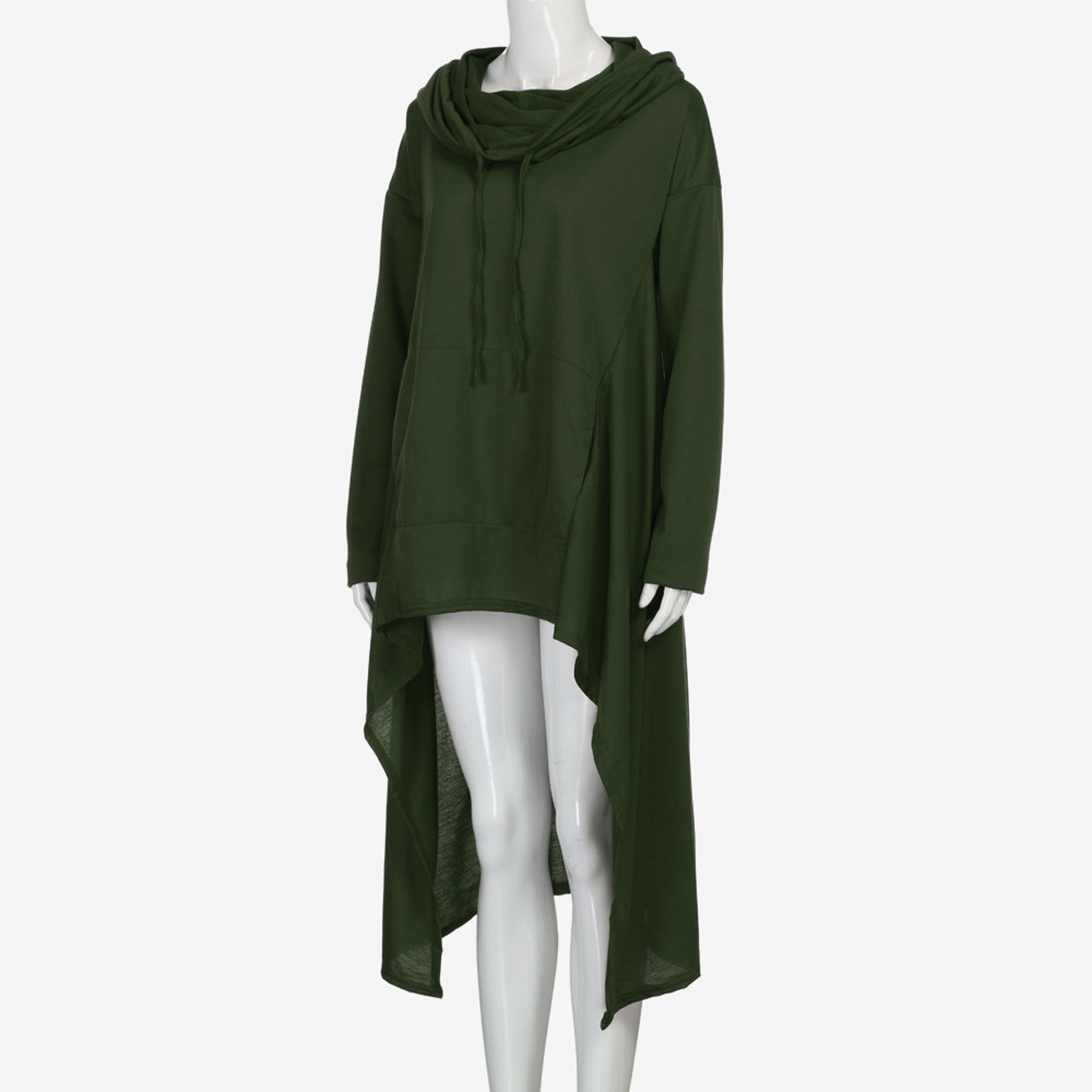 Plus Size 5XL Irregular Long Hoodies Women Sweatshirt Cloak Fashion Drawstring Pocket Oversize Hoodies Lady Hooded Pullover Coat