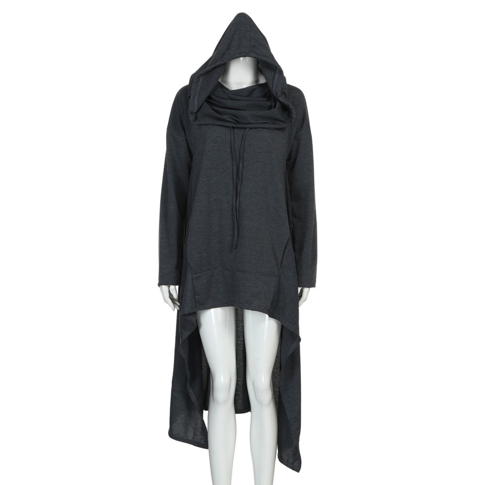 Plus Size 5XL Irregular Long Hoodies Women Sweatshirt Cloak Fashion Drawstring Pocket Oversize Hoodies Lady Hooded Pullover Coat