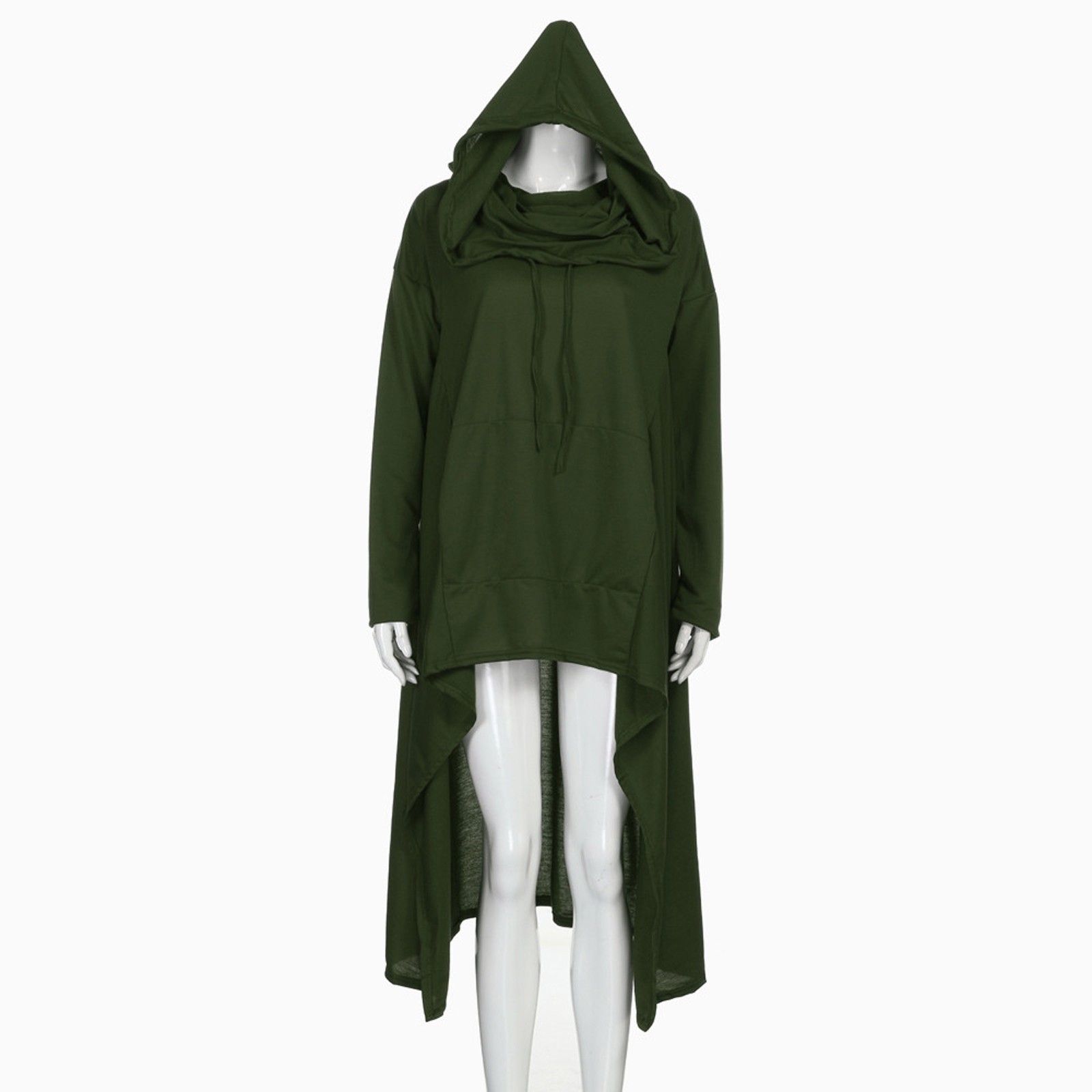 Plus Size 5XL Irregular Long Hoodies Women Sweatshirt Cloak Fashion Drawstring Pocket Oversize Hoodies Lady Hooded Pullover Coat