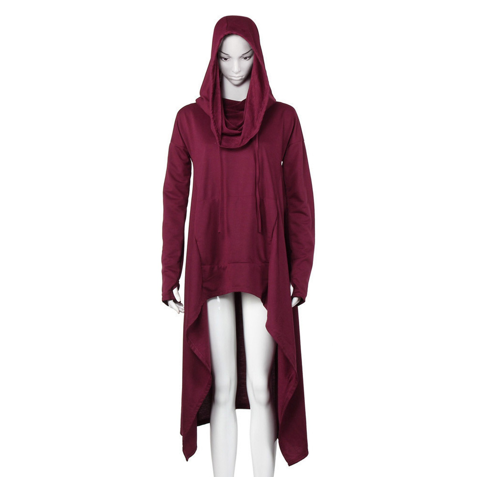 Plus Size 5XL Irregular Long Hoodies Women Sweatshirt Cloak Fashion Drawstring Pocket Oversize Hoodies Lady Hooded Pullover Coat