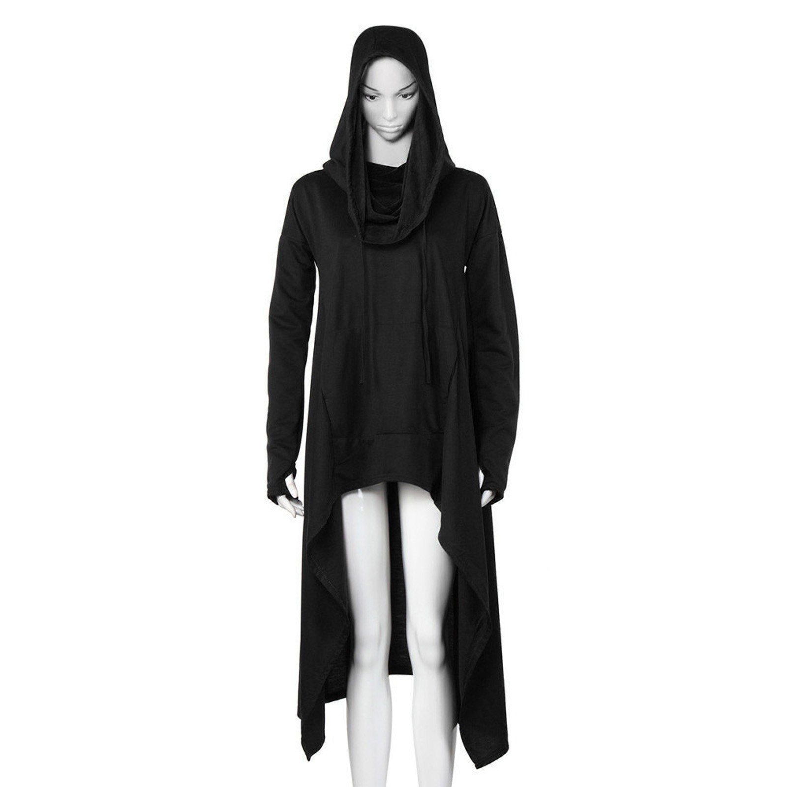 Plus Size 5XL Irregular Long Hoodies Women Sweatshirt Cloak Fashion Drawstring Pocket Oversize Hoodies Lady Hooded Pullover Coat
