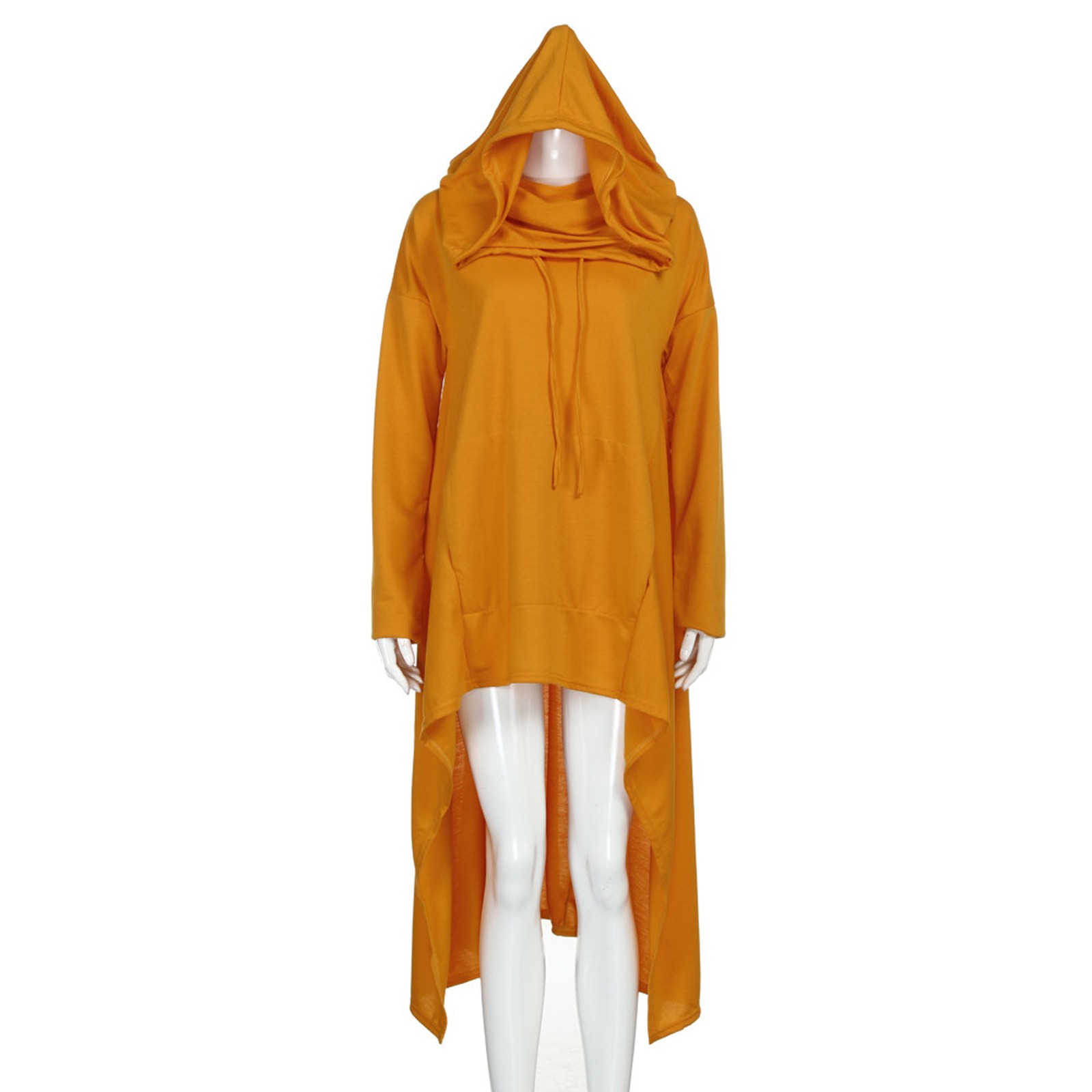 Plus Size 5XL Irregular Long Hoodies Women Sweatshirt Cloak Fashion Drawstring Pocket Oversize Hoodies Lady Hooded Pullover Coat