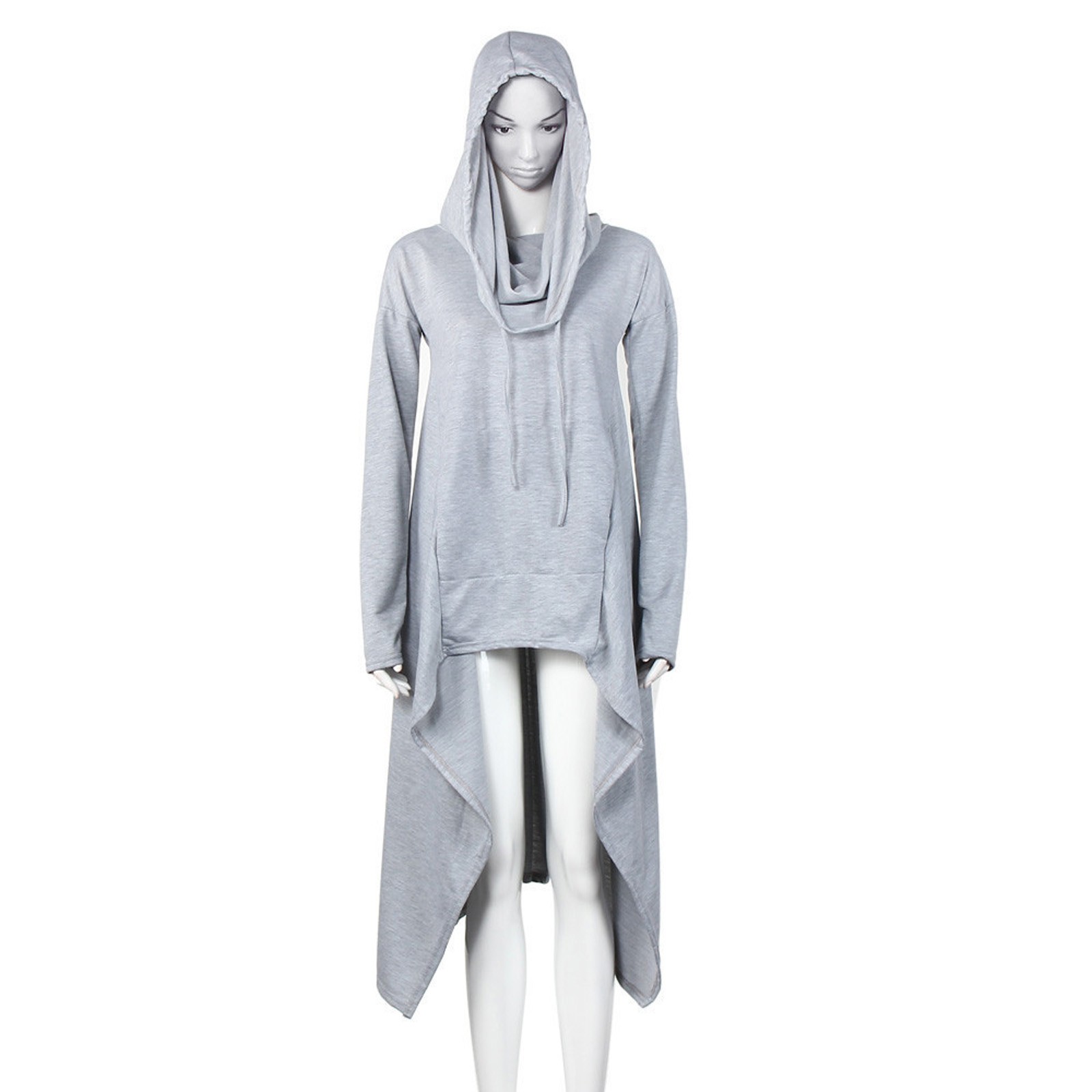 Plus Size 5XL Irregular Long Hoodies Women Sweatshirt Cloak Fashion Drawstring Pocket Oversize Hoodies Lady Hooded Pullover Coat