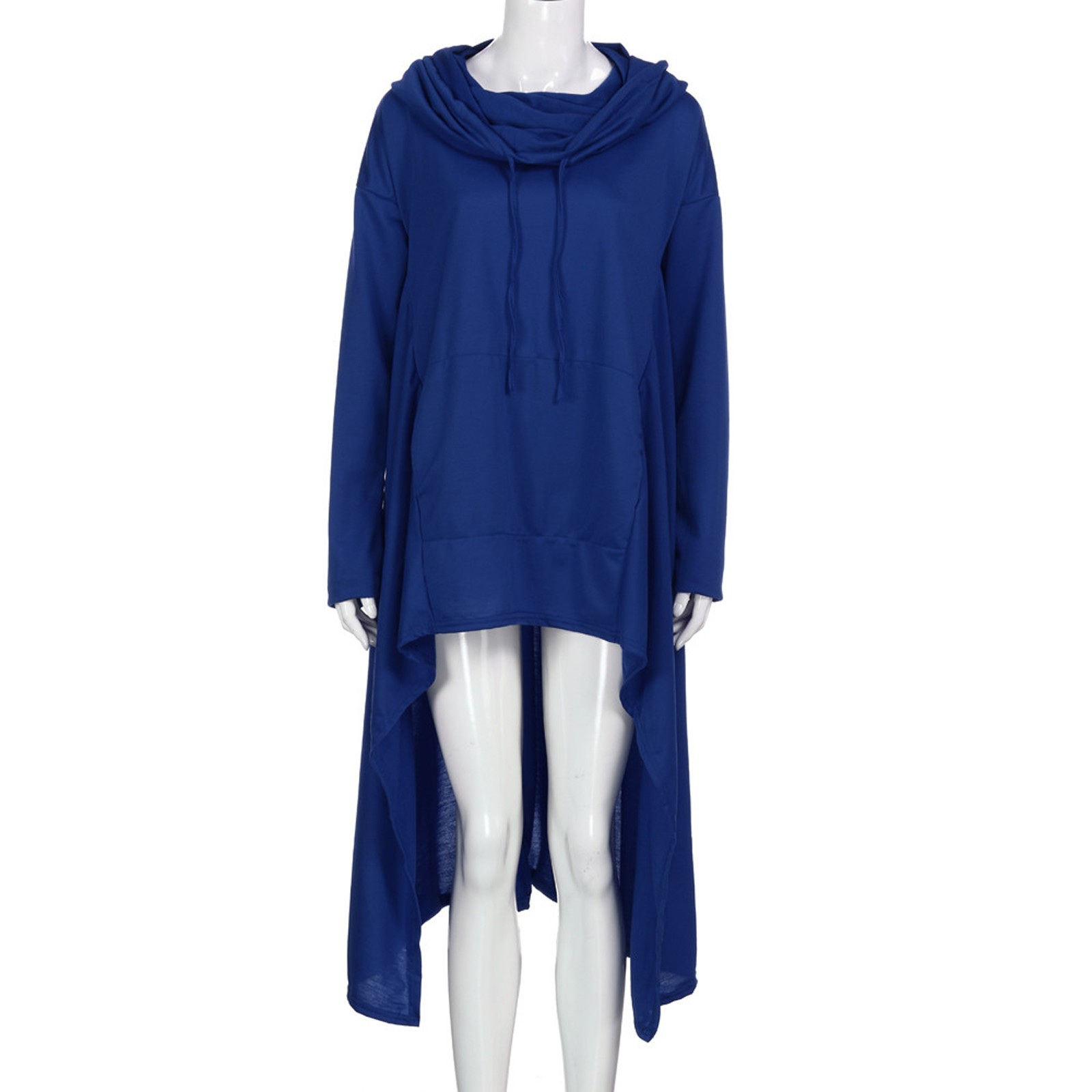 Plus Size 5XL Irregular Long Hoodies Women Sweatshirt Cloak Fashion Drawstring Pocket Oversize Hoodies Lady Hooded Pullover Coat