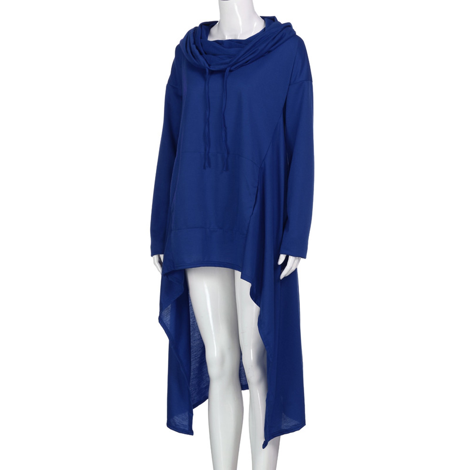 Plus Size 5XL Irregular Long Hoodies Women Sweatshirt Cloak Fashion Drawstring Pocket Oversize Hoodies Lady Hooded Pullover Coat