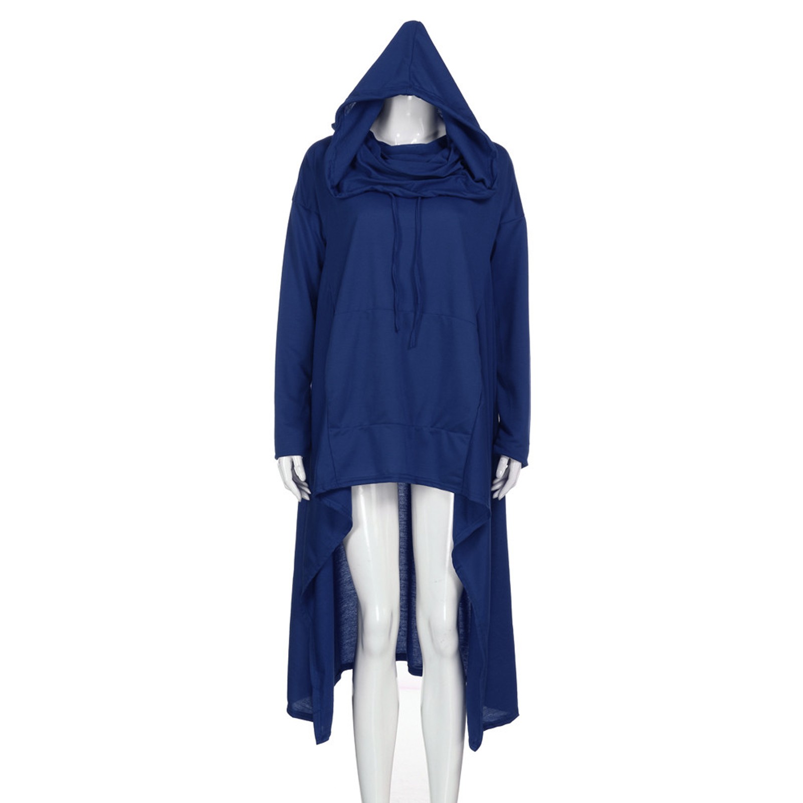 Plus Size 5XL Irregular Long Hoodies Women Sweatshirt Cloak Fashion Drawstring Pocket Oversize Hoodies Lady Hooded Pullover Coat