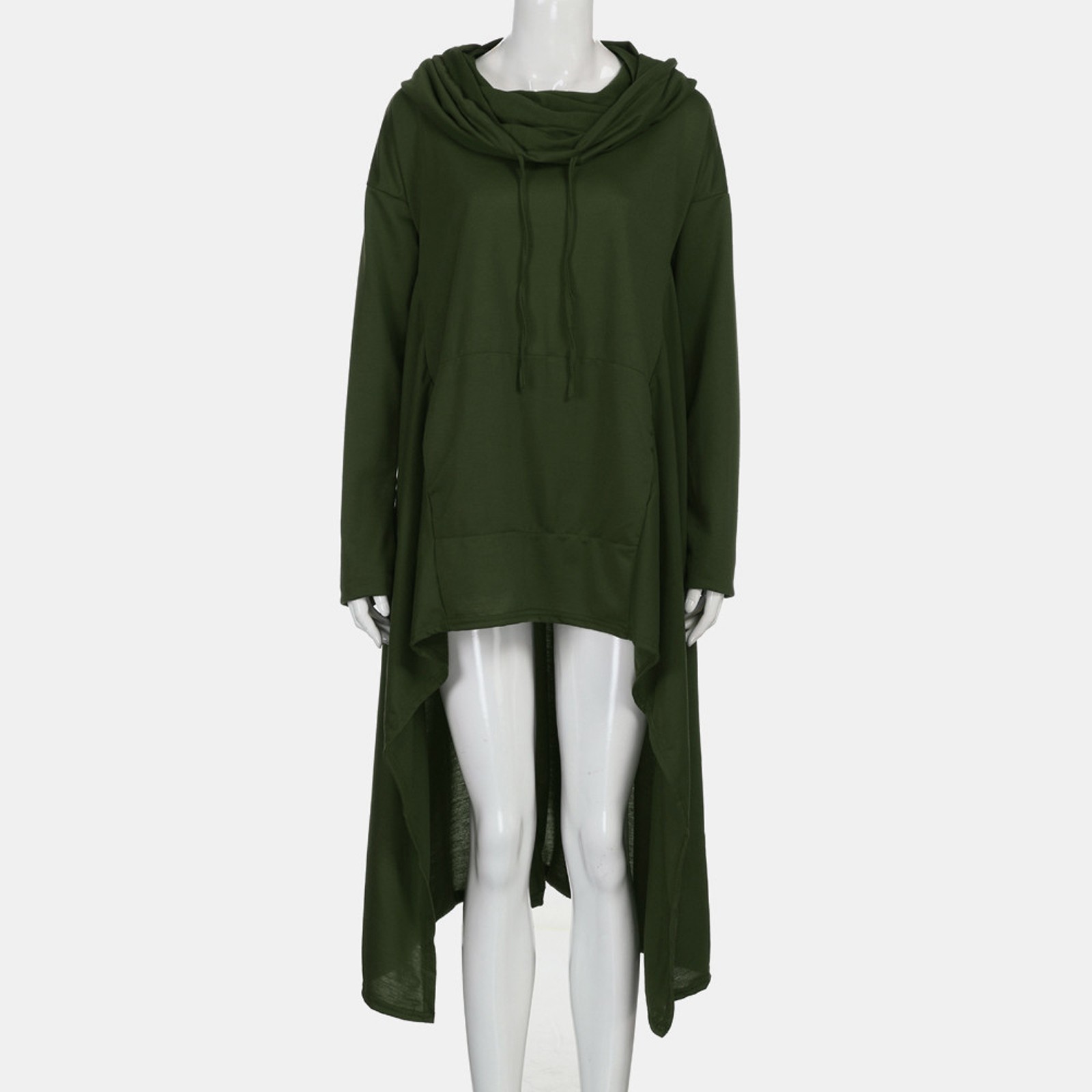 Plus Size 5XL Irregular Long Hoodies Women Sweatshirt Cloak Fashion Drawstring Pocket Oversize Hoodies Lady Hooded Pullover Coat
