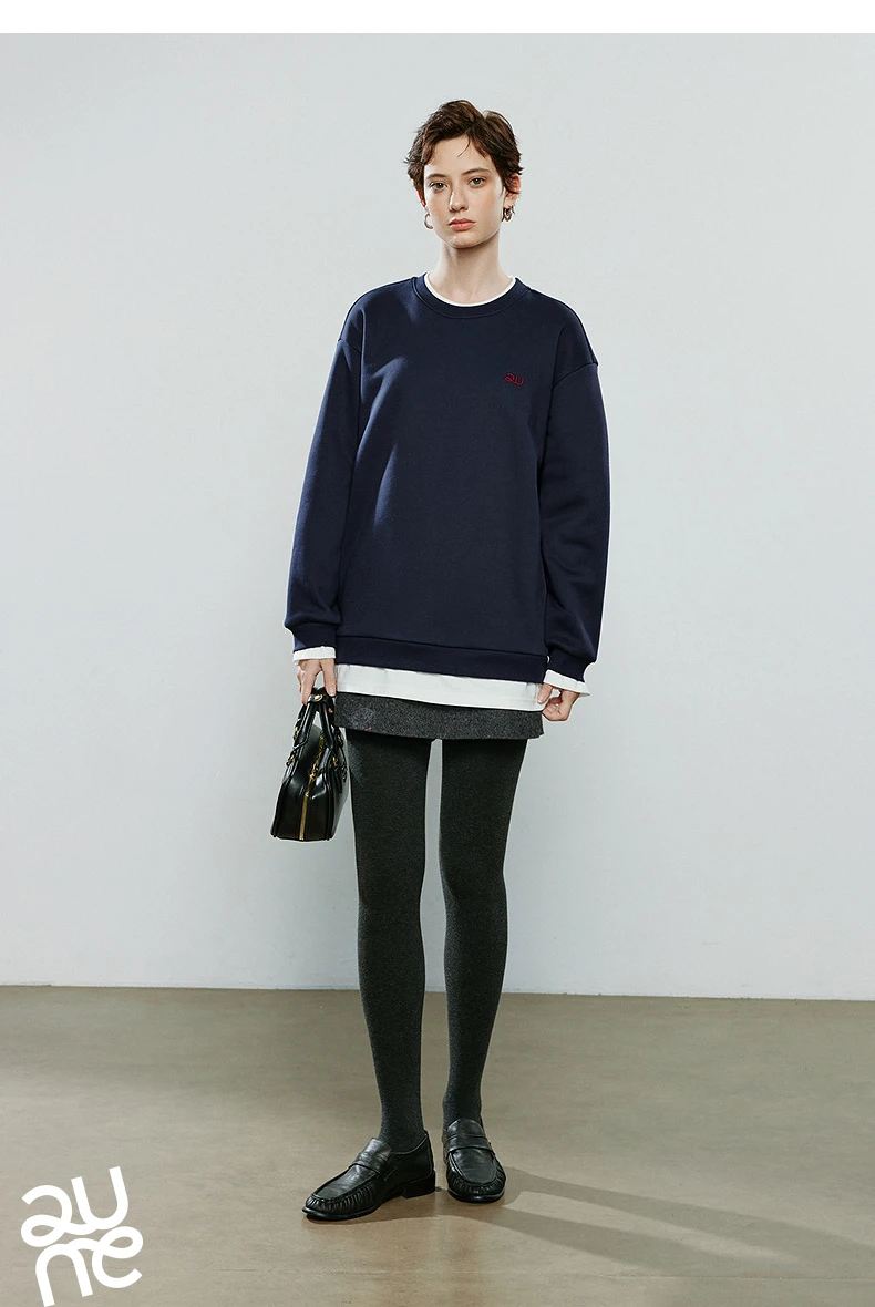 TOYOUTH Women Hoodies 2025 Winter NewAsymmetric Fleece-Lined Warm Contrast Color Spliced Fake Two-Piece Flower Niche Top