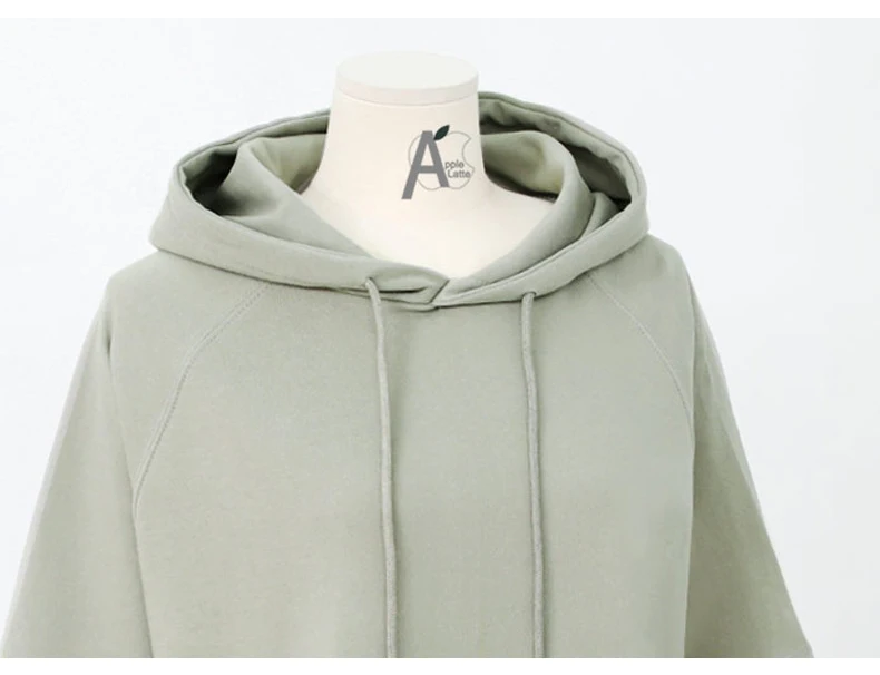 Summer Thin Short Raglan Sleeve Hooded Hoodies Korean Style Split Solid Color Pullovers Drawstring Casual All-Matched Sweatshirt