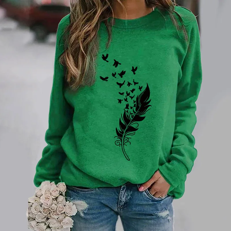 Women S-3XL Fashion Winter Womens Casual Long Sleeve Tops Ladies Print Sweatshirt high quality materials