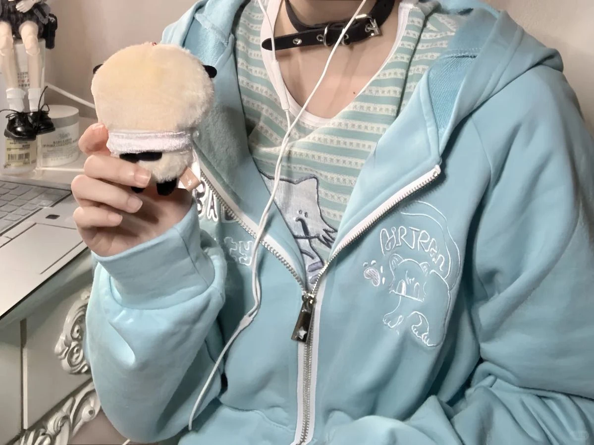 Oversized Casual Zipper Grunge Hoodies Women Kawaii Loose Embroidery Cute Cat Coats Y2k Aesthetic Pocket Harajuku Sweatshirts