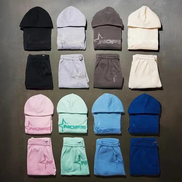 NOFS Letter Embroidery Fashion Brand Loose Oversized Hoodie Y2K Hip-Hop Streetwear women Pullovers Casual Top Pants Sportswear