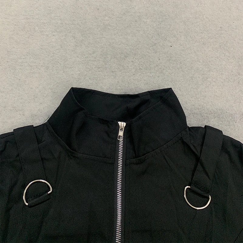 Y2K Light Subculture gothic punk Dark Style Casual Zipper Jacket Top 2000s Retro High Street Fashion Versatile Zipper Jacket Emo
