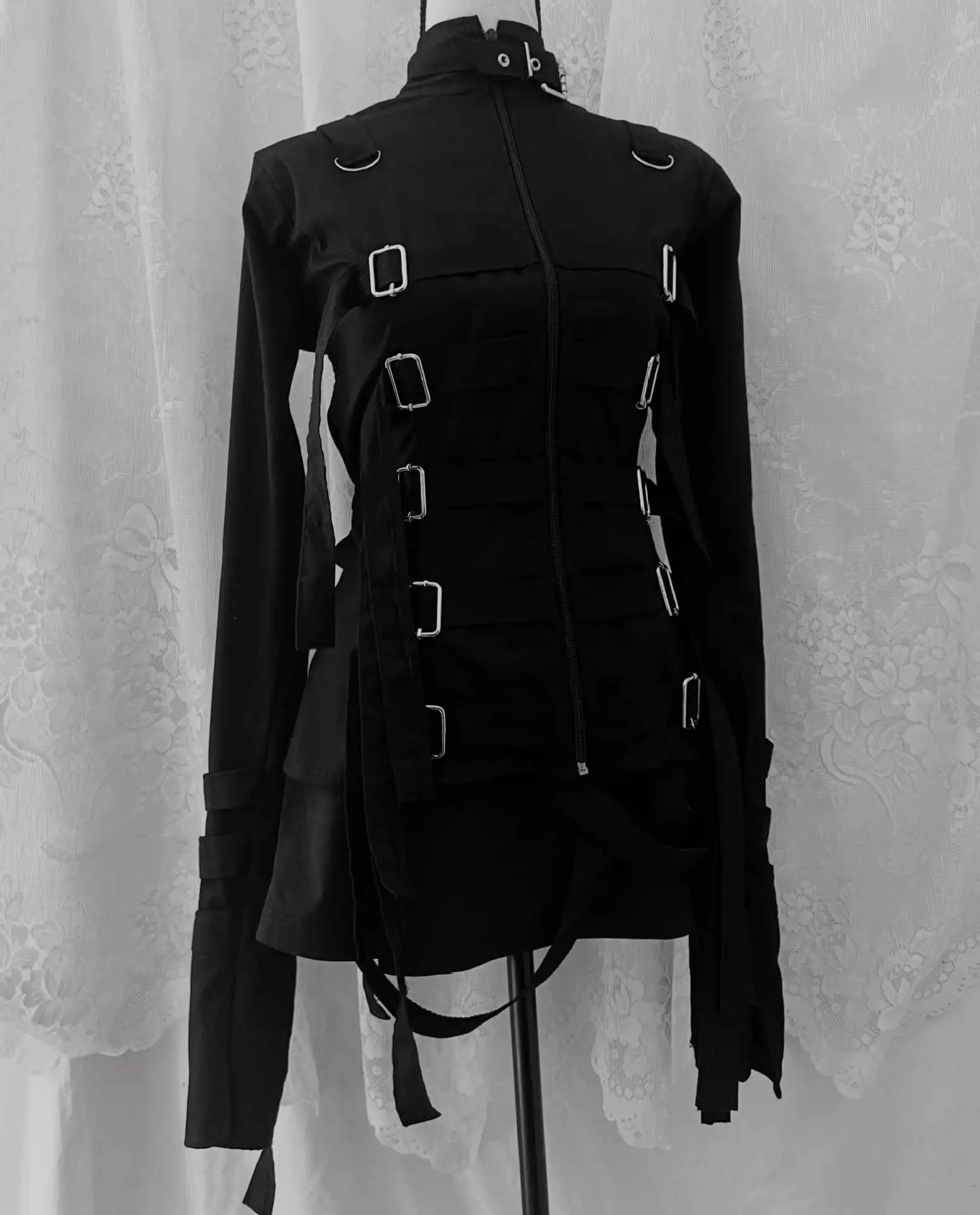 Y2K Light Subculture gothic punk Dark Style Casual Zipper Jacket Top 2000s Retro High Street Fashion Versatile Zipper Jacket Emo