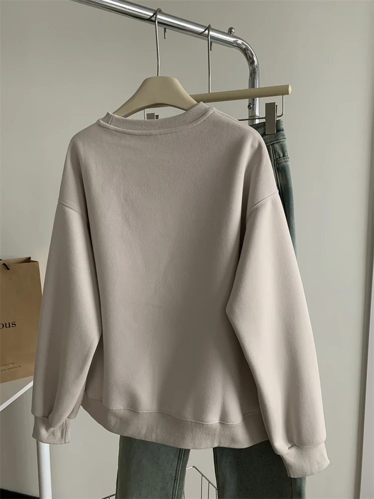 Loose Graphic Sweatshirt Korean Hoodie Women Spring 2024 Printed Round Neck Pullover