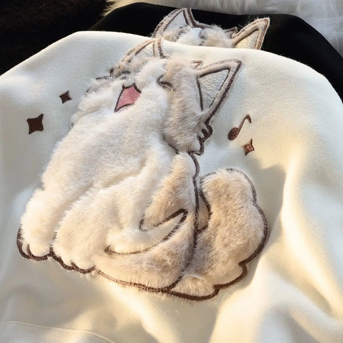 Streetwear BF Women Hoodies 2025 Ropa Mujer Preppy Style Cat Embroidery Hooded Thicked Sweatshirs Casual Chic Y2k Hoodie 7p742