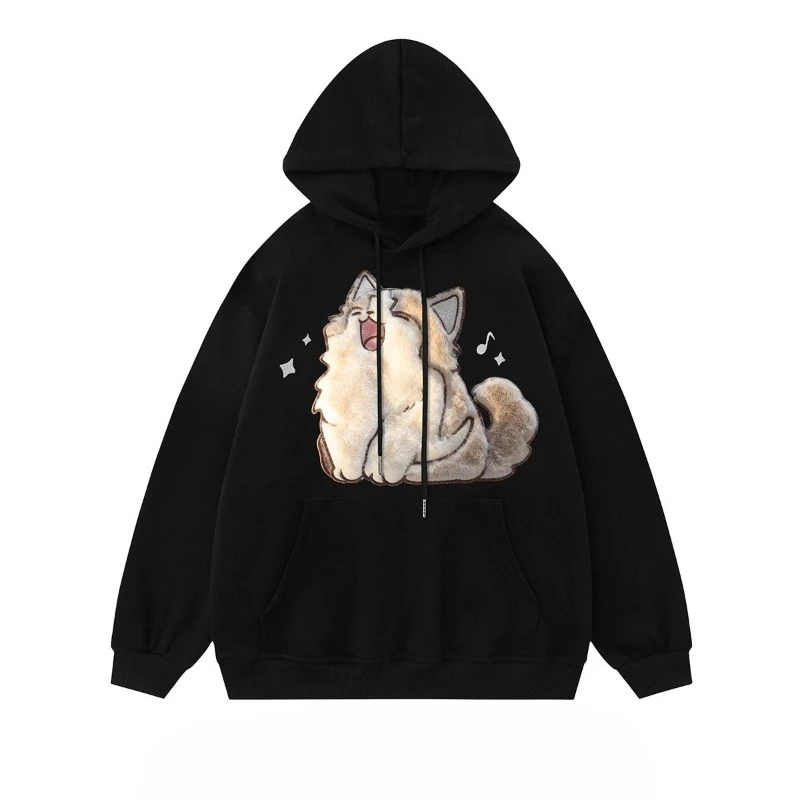Streetwear BF Women Hoodies 2025 Ropa Mujer Preppy Style Cat Embroidery Hooded Thicked Sweatshirs Casual Chic Y2k Hoodie 7p742