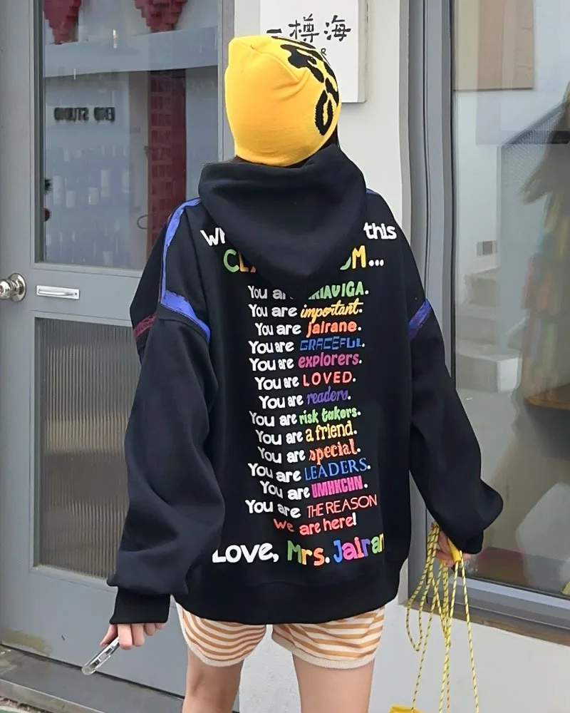 Trend Graffiti Y2k Hoodies Sweatshirt Tops Women 2026 Autumn Cotton Casual Long Sleeve Oversized Tops Outwear Streetwear Bust150