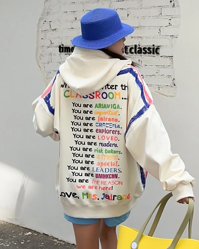 Trend Graffiti Y2k Hoodies Sweatshirt Tops Women 2026 Autumn Cotton Casual Long Sleeve Oversized Tops Outwear Streetwear Bust150