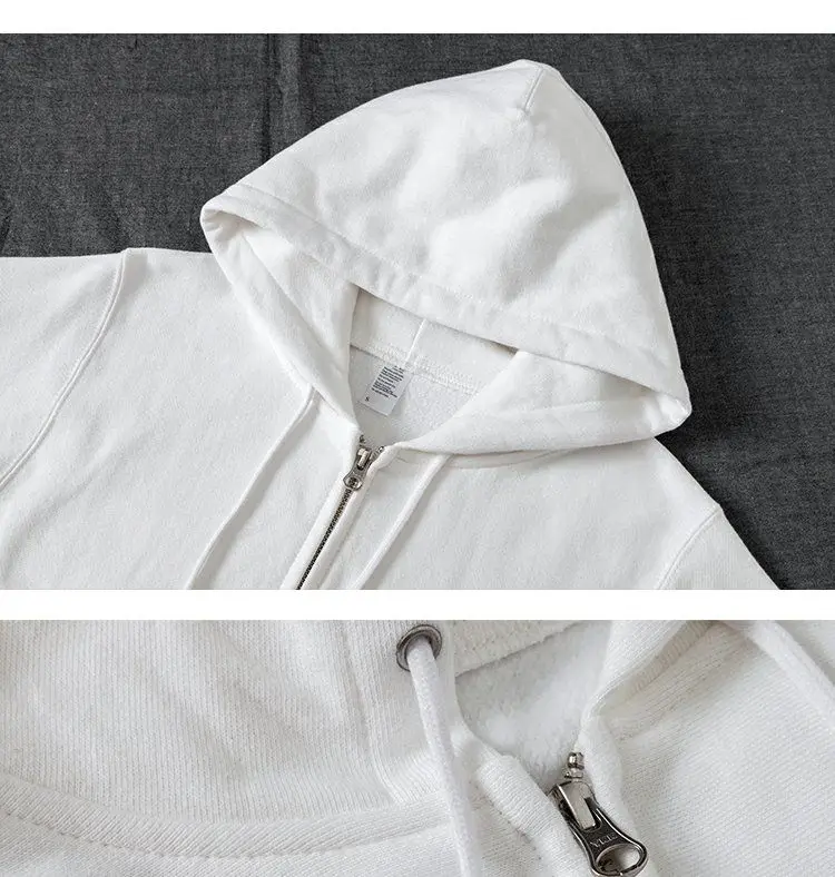 Good Quality Zip Hooded Women And Men Sweatshirt Navy Blue Cotton Casual Street Wear Loose Y2k Spring Autumn Solid Hoodie Jacket