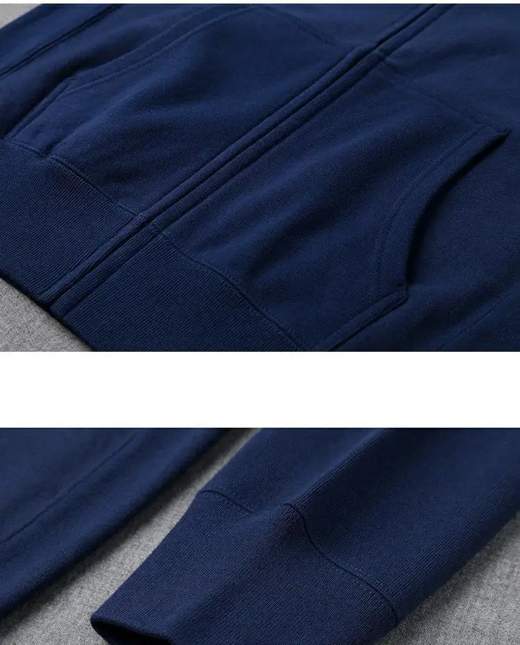 Good Quality Zip Hooded Women And Men Sweatshirt Navy Blue Cotton Casual Street Wear Loose Y2k Spring Autumn Solid Hoodie Jacket