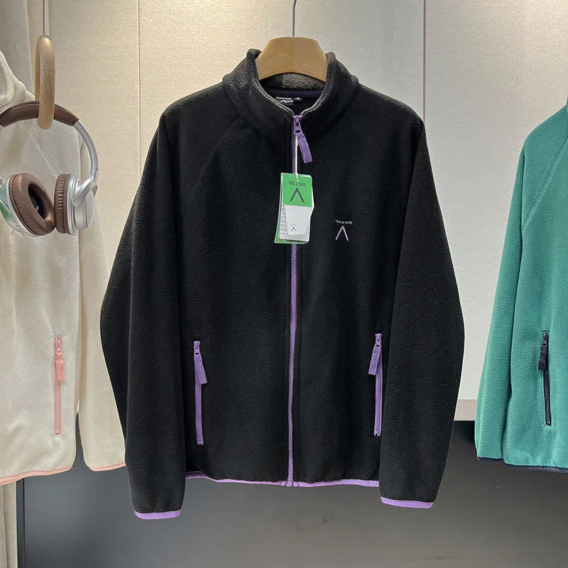 Spring Autumn Outdoor Sports Polar Fleece Sweatshirt Women's Stand-up Collar Zip-up Short Coat Quick-drying Thick Warm Outerwear