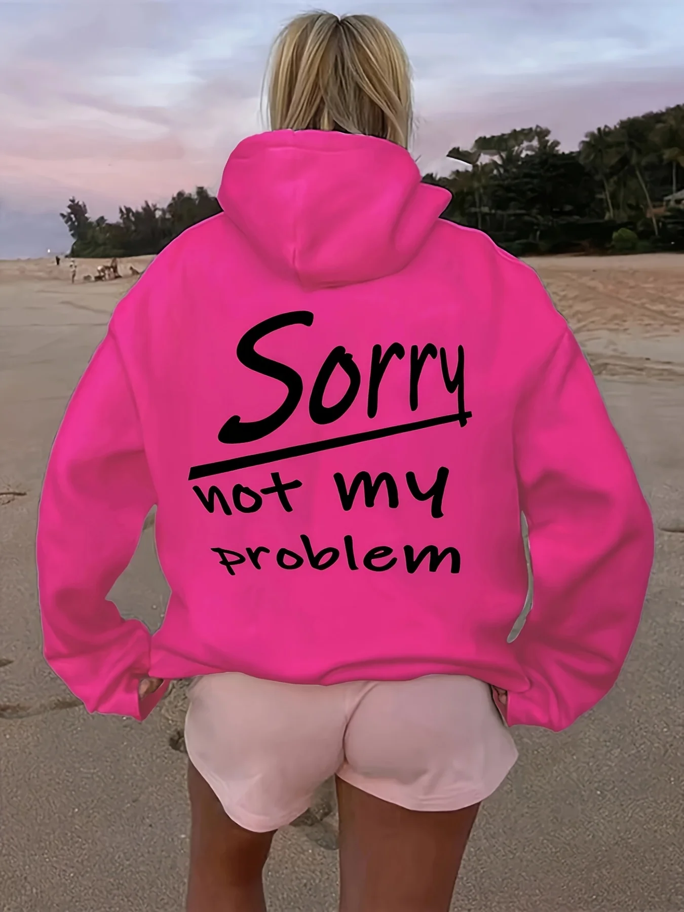 Basic Polyester Hoodie Alphabet Print 100_ Polyester Women Autumn and winter Comfortable Pullover Crewneck Loose Female Clothes