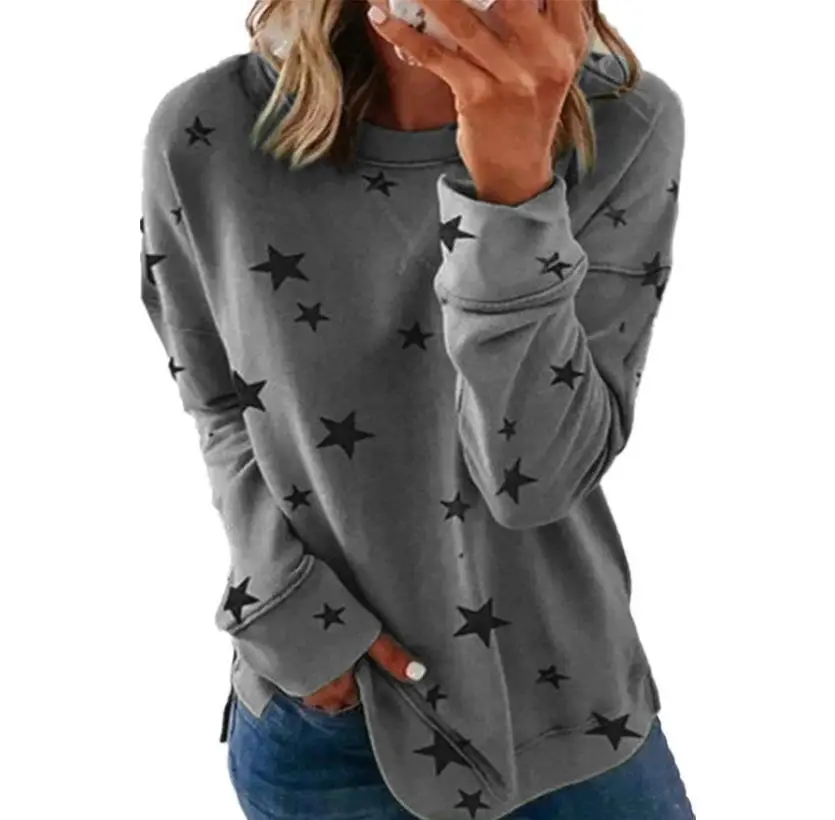 2025 Autumn Winter New Women's Sweatshirt Loose Oversized Long-Sleeved T-Shirt Printed Tops for Woman