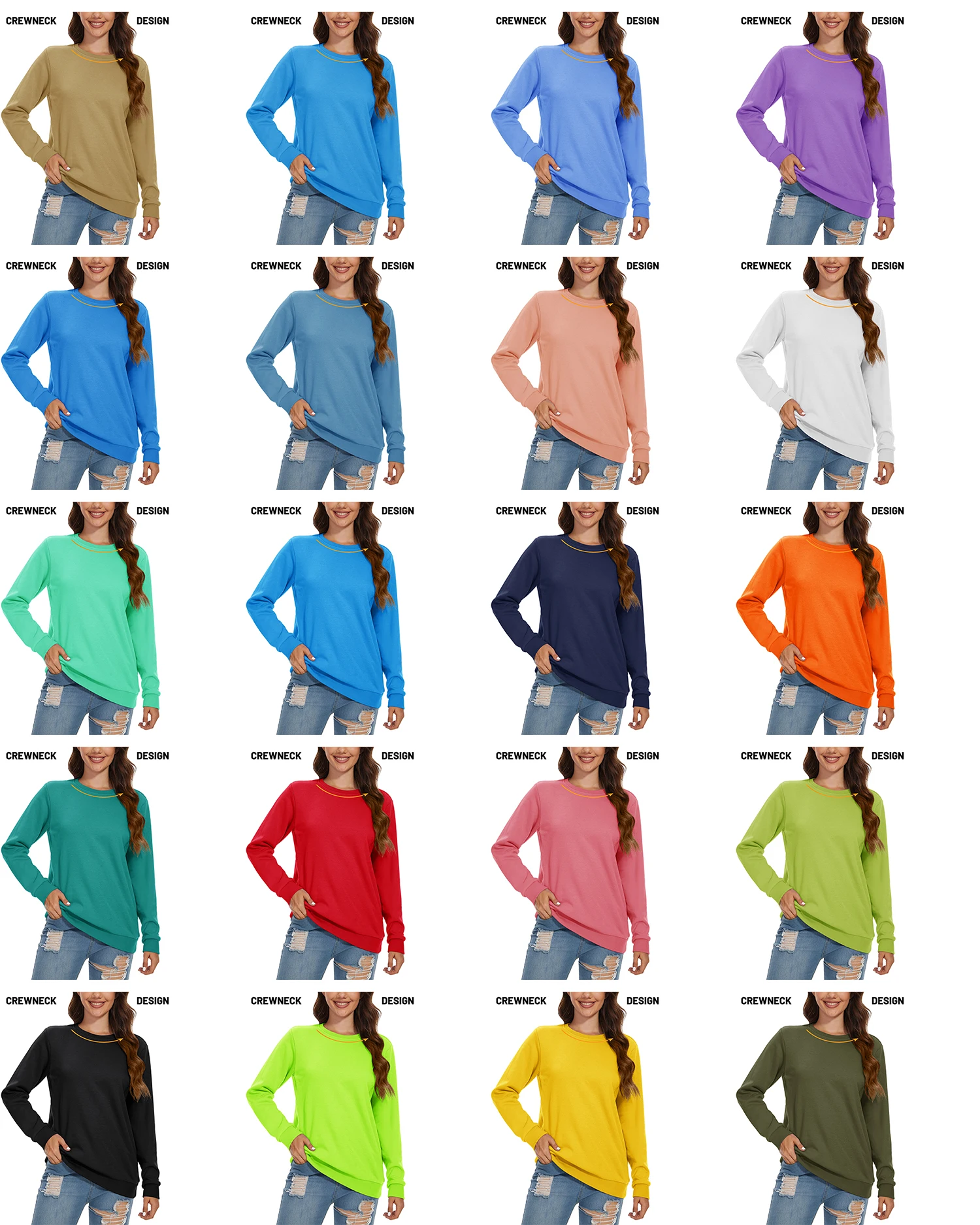 TACVASEN Women's Lightweight Crew Neck Long Sleeve Fleece Lining Sweatshirts Casual Pullover Outdoor Sweatshirts Sportswear Tops