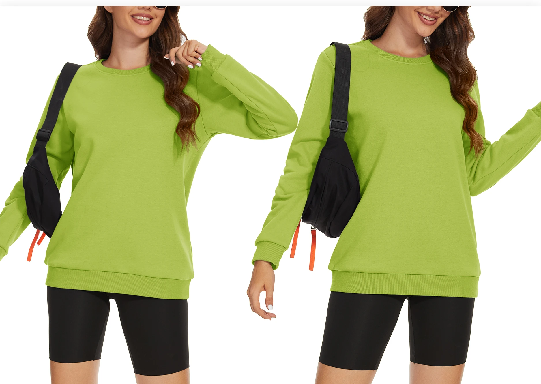 TACVASEN Women's Lightweight Crew Neck Long Sleeve Fleece Lining Sweatshirts Casual Pullover Outdoor Sweatshirts Sportswear Tops