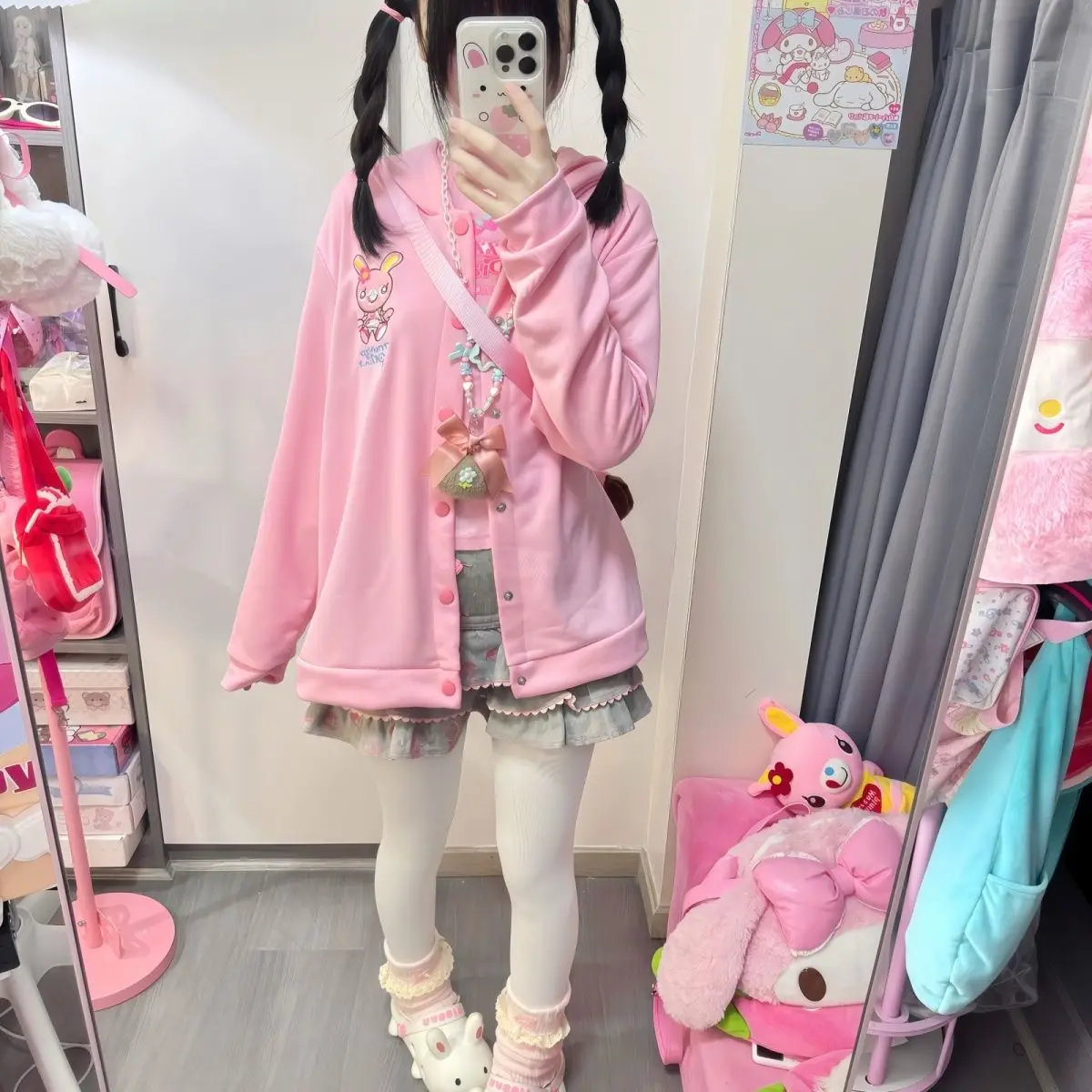 Japanese Cartoon Mp Embroidery Daughter Clothing Jojifuku Cute Hoodies Women Autumn New All Match Single-breasted Cardigan