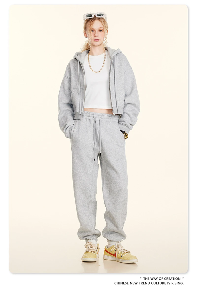 ZODF 2024 Winter Women Zipper Crop Hoodies Female Girls Solid 345gsm Warm Fleece Short Hooded Zip-Up Coat HY0911