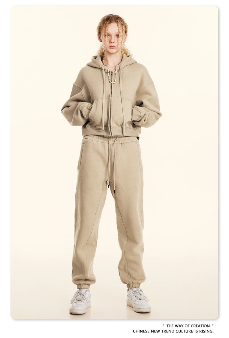 ZODF 2024 Winter Women Zipper Crop Hoodies Female Girls Solid 345gsm Warm Fleece Short Hooded Zip-Up Coat HY0911