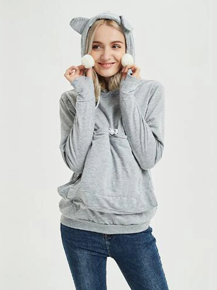 2024 New High Quality Cat Lovers Hoodies Fashion Ears Cuddle Pouch Dog Pet Hoodies for Casual Kangaroo Pullovers Sweatshirt Tops
