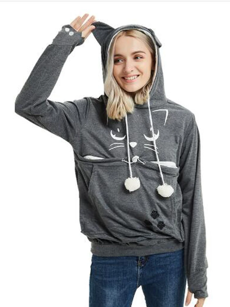 2024 New High Quality Cat Lovers Hoodies Fashion Ears Cuddle Pouch Dog Pet Hoodies for Casual Kangaroo Pullovers Sweatshirt Tops