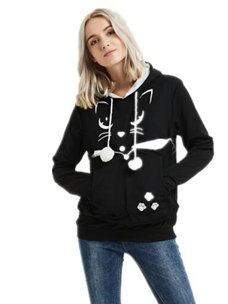2024 New High Quality Cat Lovers Hoodies Fashion Ears Cuddle Pouch Dog Pet Hoodies for Casual Kangaroo Pullovers Sweatshirt Tops