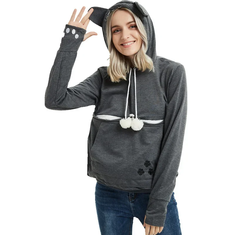 2024 New High Quality Cat Lovers Hoodies Fashion Ears Cuddle Pouch Dog Pet Hoodies for Casual Kangaroo Pullovers Sweatshirt Tops