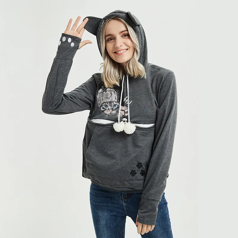 2024 New High Quality Cat Lovers Hoodies Fashion Ears Cuddle Pouch Dog Pet Hoodies for Casual Kangaroo Pullovers Sweatshirt Tops