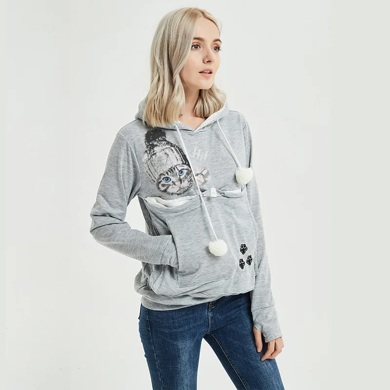 2024 New High Quality Cat Lovers Hoodies Fashion Ears Cuddle Pouch Dog Pet Hoodies for Casual Kangaroo Pullovers Sweatshirt Tops