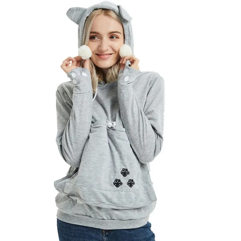 2024 New High Quality Cat Lovers Hoodies Fashion Ears Cuddle Pouch Dog Pet Hoodies for Casual Kangaroo Pullovers Sweatshirt Tops