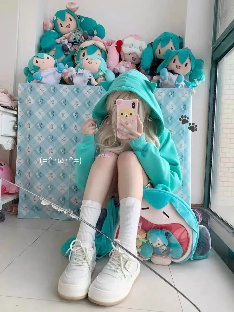 Cat Ear Hood Sweatshirts Coats Women Clothes Long Sleeve Striped Hoodies Y2k Tops 2025 Ropa Mujer Casual Fashion Japanese Hoodie