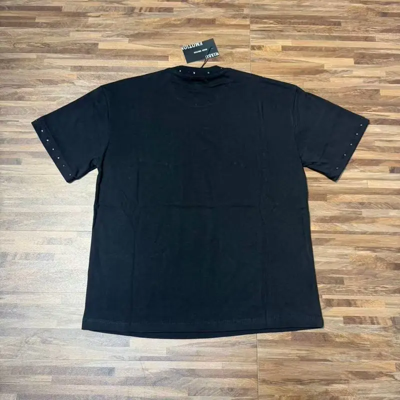 2026 MIXED EMOTION Rhinestone Shirt Streetwear Cotton Loose Round Neck Top Tees Oversized Tee Top Trendy