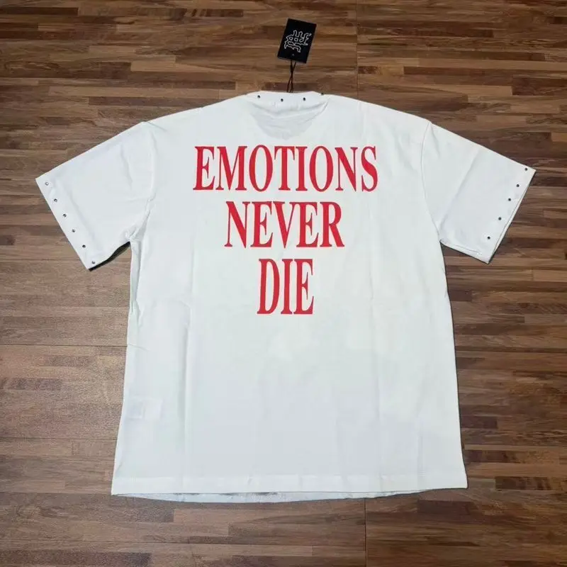 2026 MIXED EMOTION Rhinestone Shirt Streetwear Cotton Loose Round Neck Top Tees Oversized Tee Top Trendy