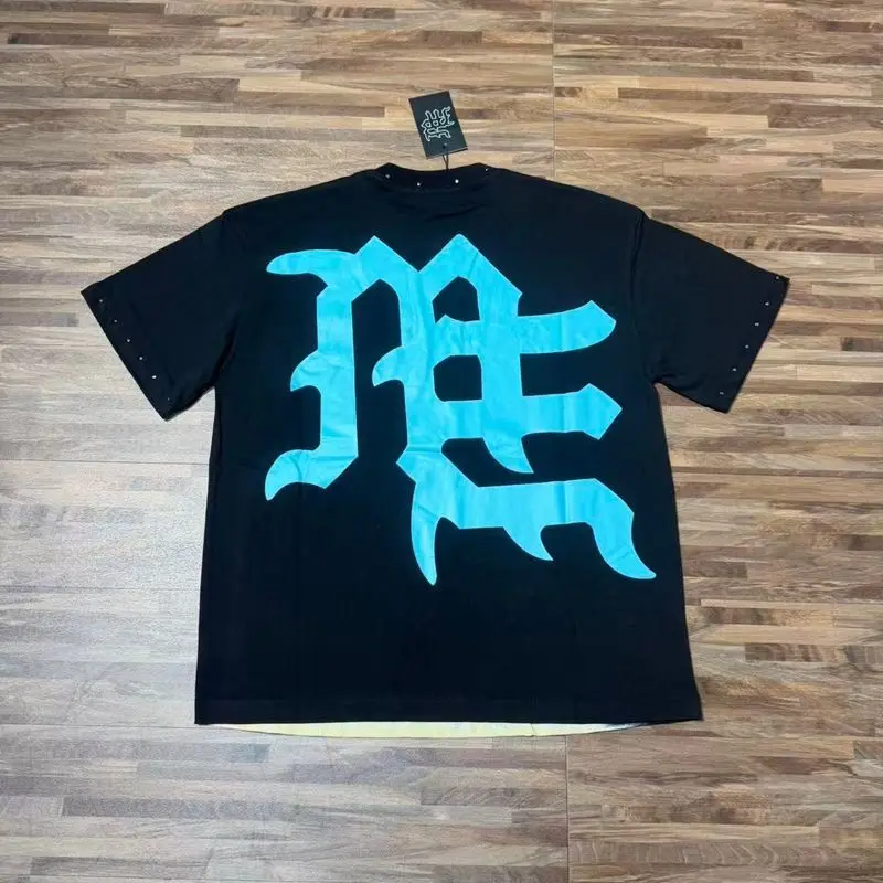 2026 MIXED EMOTION Rhinestone Shirt Streetwear Cotton Loose Round Neck Top Tees Oversized Tee Top Trendy