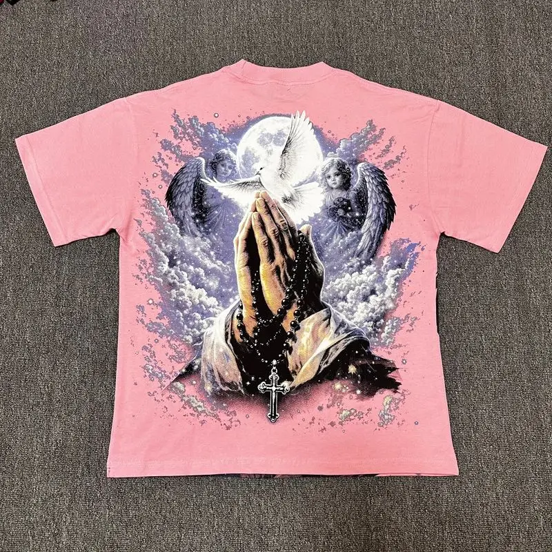 2026 MIXED EMOTION Rhinestone Short Sleeve Men Women Tshirt Streetwear Cotton Loose Round Neck Top Tees Oversized Tee Top Trendy