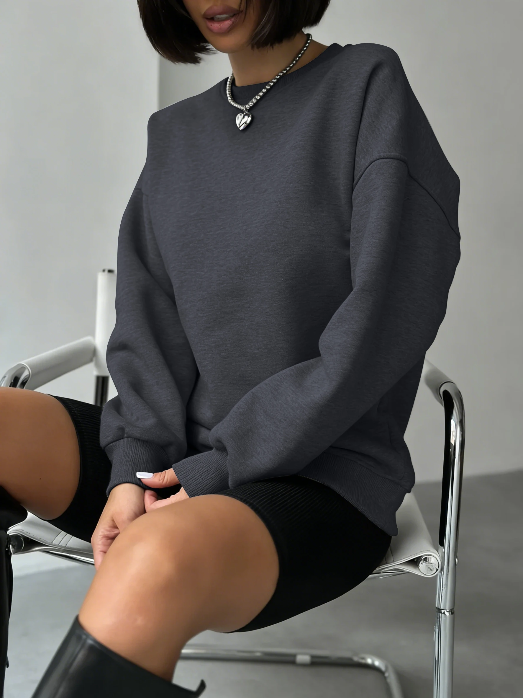 Solid Fashion Streetwear Women 12 Color Sports Sweatshirts Autumn Casual Pullovers Thicken Y2K Hoodie Hip Hop Street Sportswear