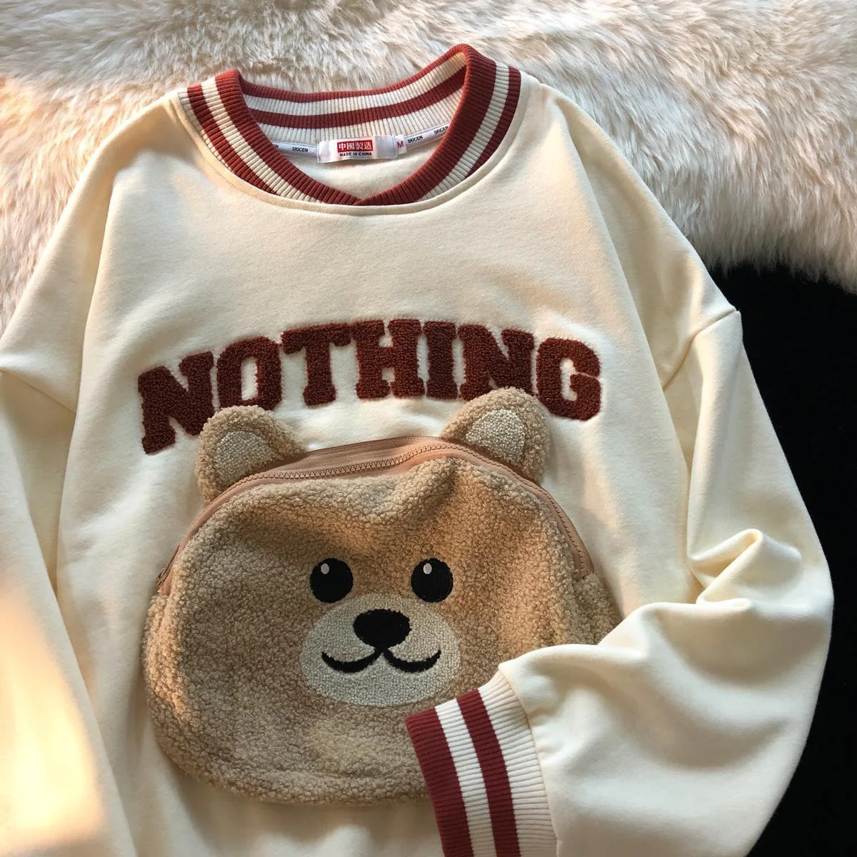 CGC Korean Fashion Cartoon Embroidery Sweatshirts Spring Autumn O-Neck Hoodies Women Kawaii Pullovers Female Clothing Tops
