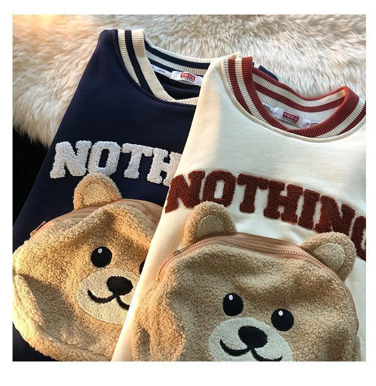 CGC Korean Fashion Cartoon Embroidery Sweatshirts Spring Autumn O-Neck Hoodies Women Kawaii Pullovers Female Clothing Tops